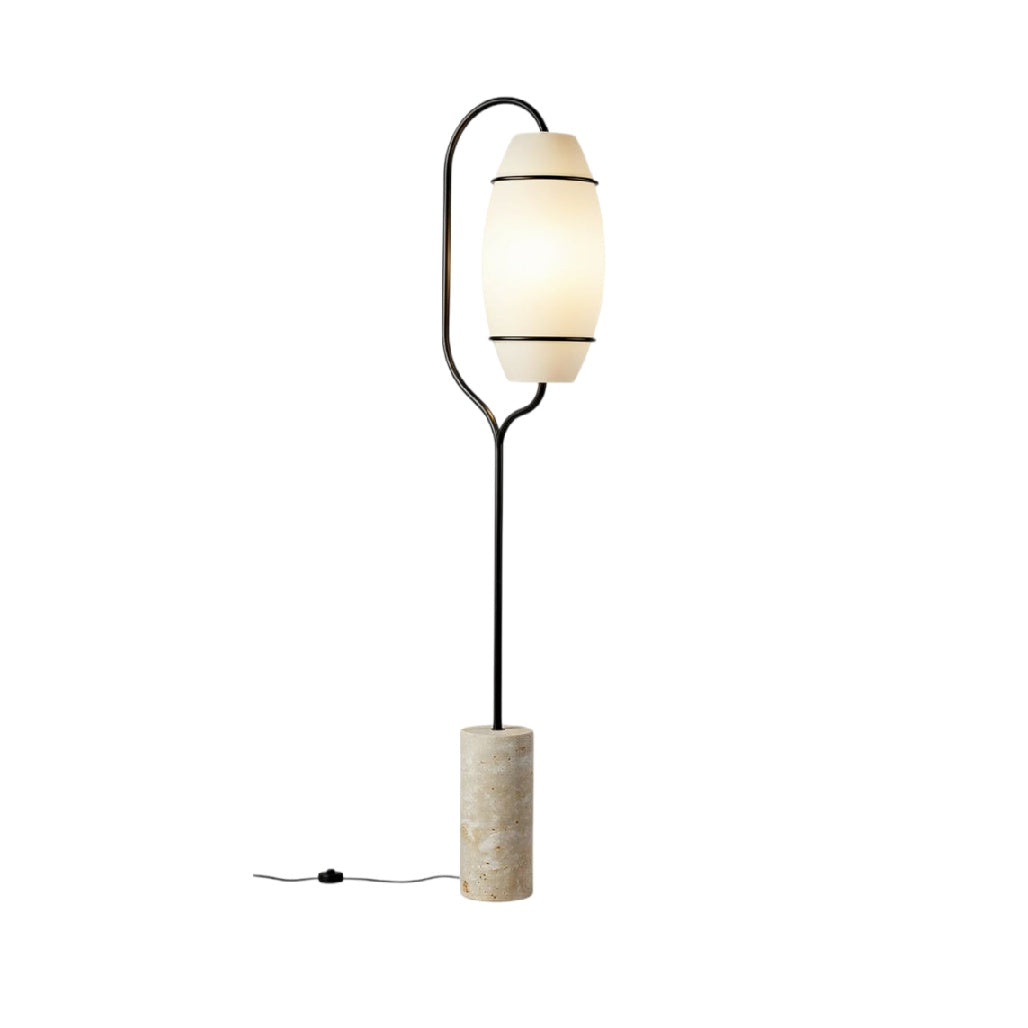 Moderne vloerlamp met marmoren voet en minimalistisch ontwerp